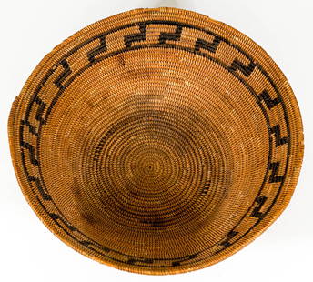 Native American Basket: Native American basket. Measures 4.25 x 11.375 inches. If lot is absent of a condition report one may be requested via email. Condition report is provided as an opinion only and is no guarantee as con