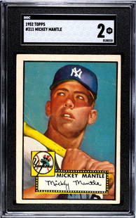 1952 Topps Mickey Mantle #311 SGC 2: 1952 Topps Mickey Mantle #311 SGC 2. If lot is absent of a condition report one may be requested via email. Condition report is provided as an opinion only and is no guarantee as condition can be subj