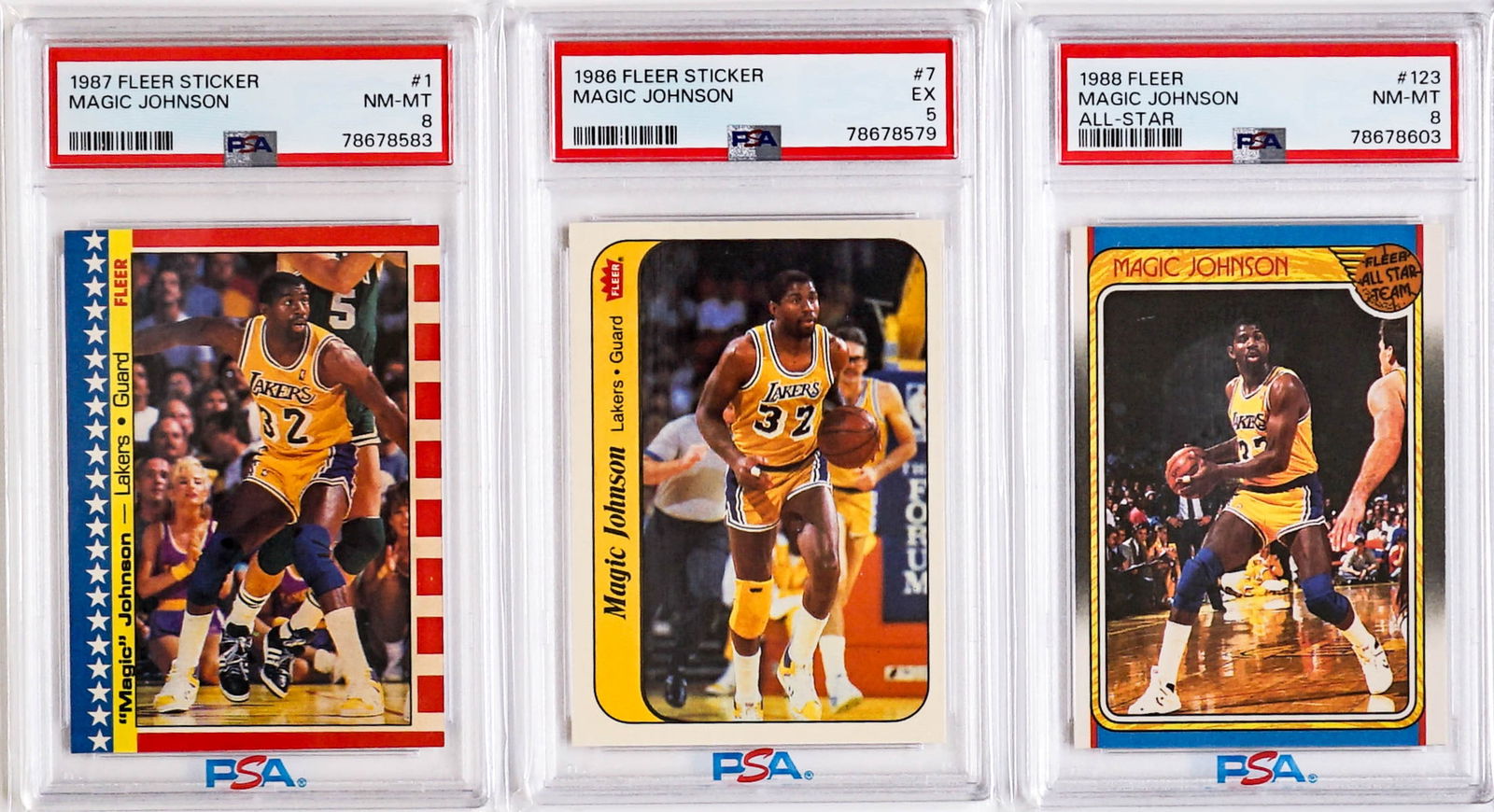 (3) Magic Johnson Graded Fleer Basketball Cards (1 of 2)