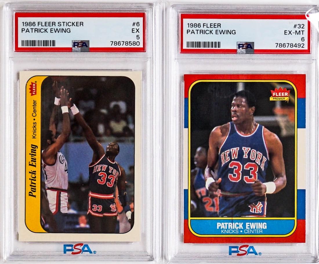 1986 Fleer Patrick Ewing #32 & Sticker #6 (1 of 2)