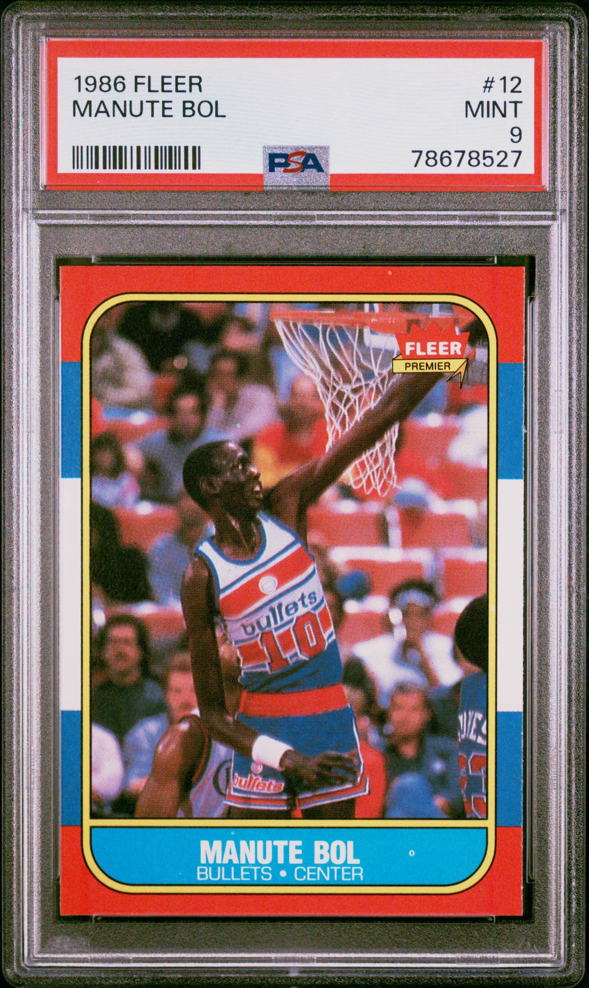 1986 Fleer Manute Bol #12 PSA 9: 1986 Fleer Manute Bol #12 PSA 9. If lot is absent of a condition report one may be requested via email. Condition report is provided as an opinion only and is no guarantee as condition can be subjecti