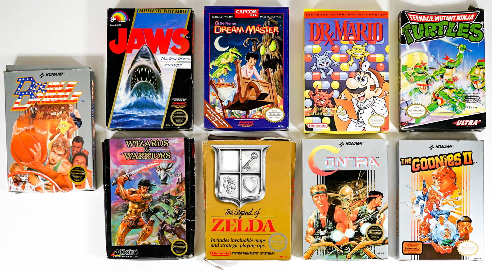 (9) Nintendo Boxes-BOXES ONLY: (9) Nintendo Boxes-BOXES ONLY. Mixed condition. If lot is absent of a condition report one may be requested via email. Condition report is provided as an opinion only and is no guarantee as condition 