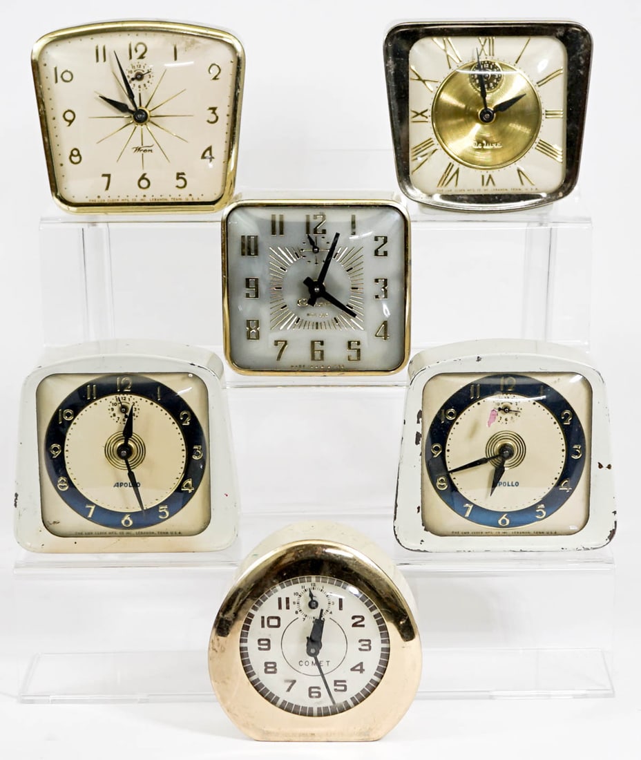 (6) Vintage Wind-up Alarm Clocks 4-4.25 inches (1 of 7)