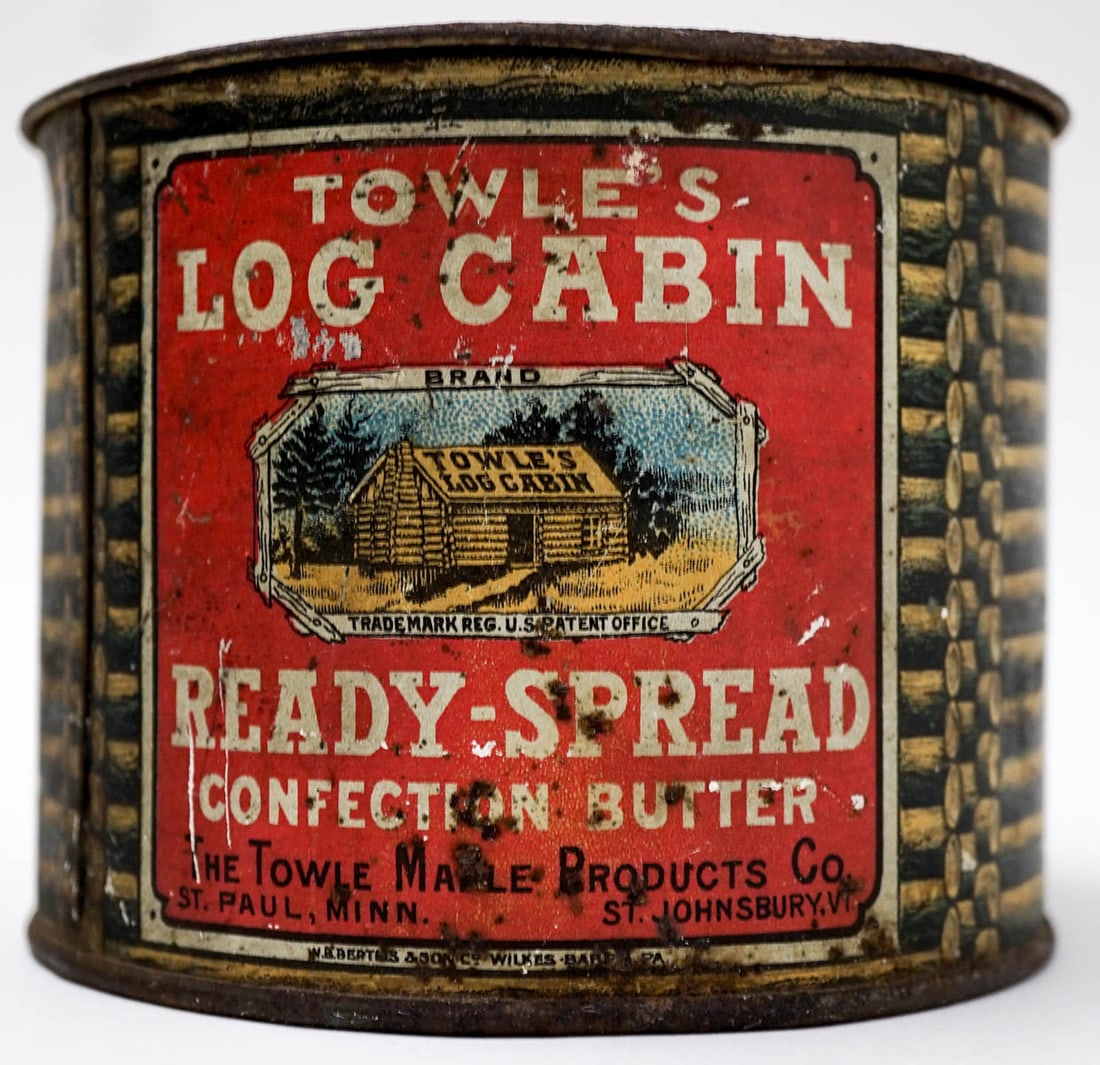 Towle's Log Cabin Butter Tin (1 of 3)