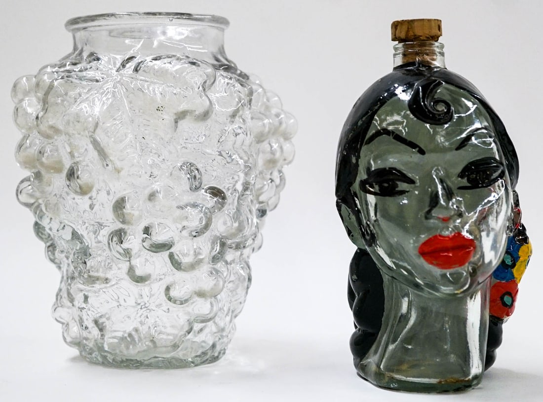 Vintage Figural Bottle & Grape Pattern Vase (1 of 3)