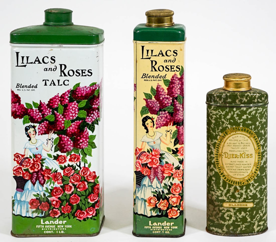 [Lilac and Roses] Three Vintage Talc Tins (1 of 6)