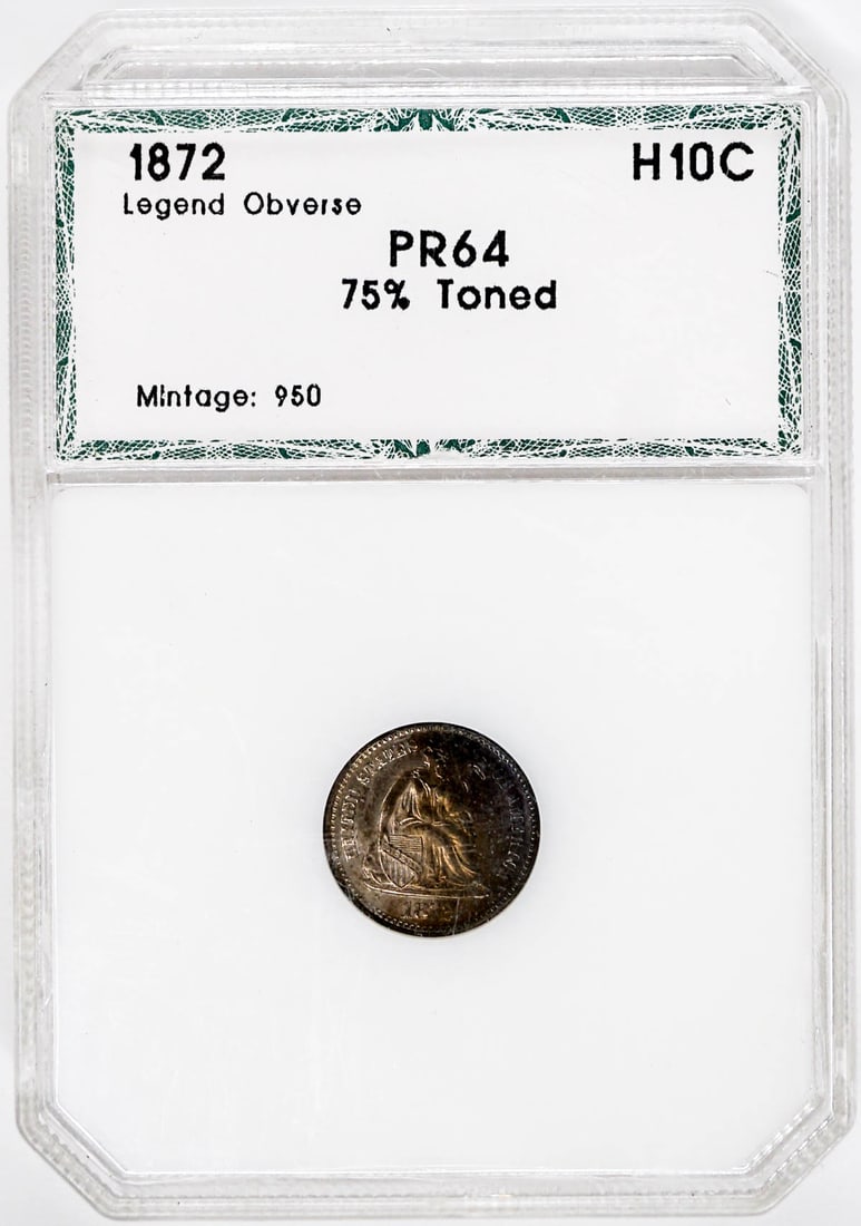 1872 Seated Liberty Half Dime PR64-75% Toned (1 of 2)