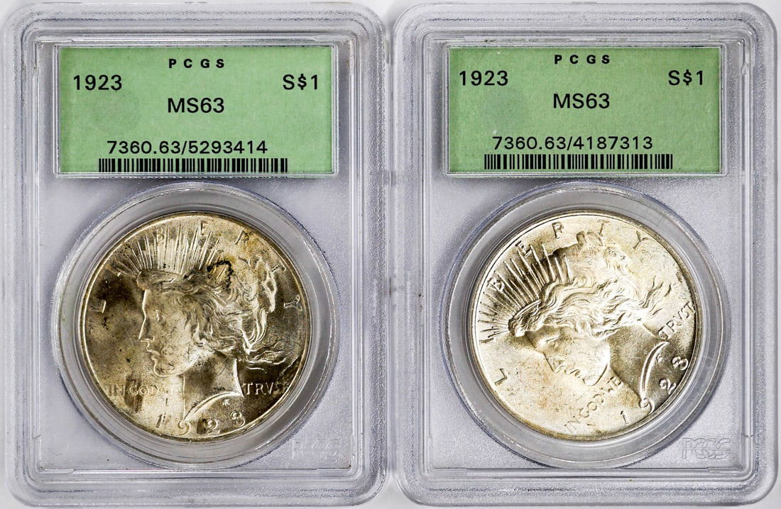 (2) 1923 U.S. Peace Dollars PCGS MS63 (1 of 2)