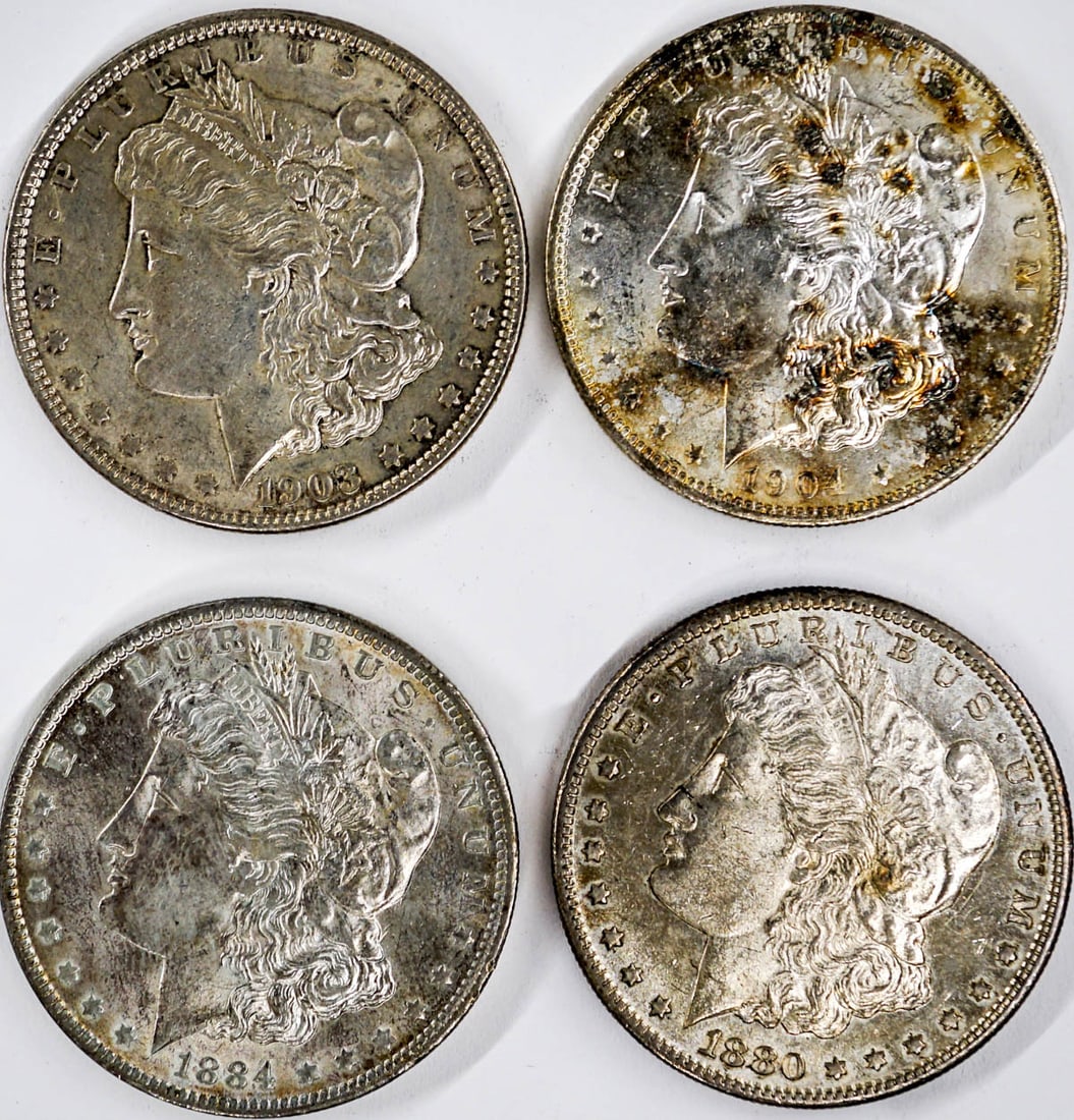 Four U.S. Morgan Silver Dollars (1 of 2)