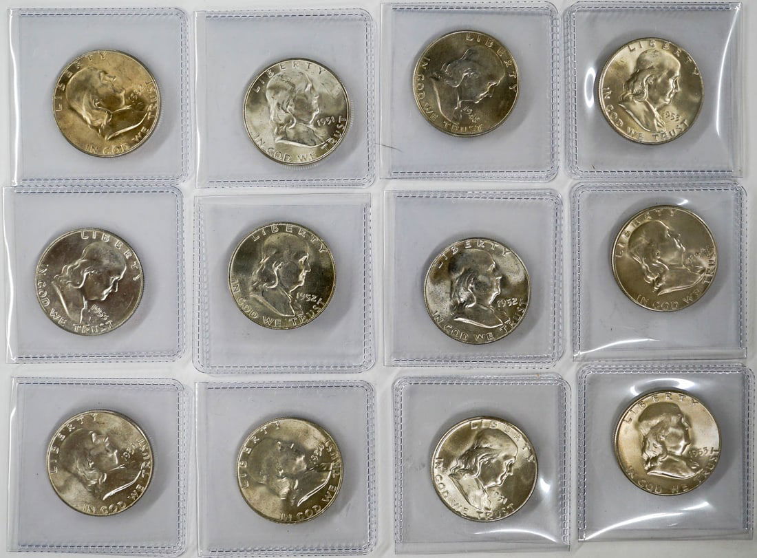 (12) U.S. Silver Franklin Half Dollars UNC (1 of 1)