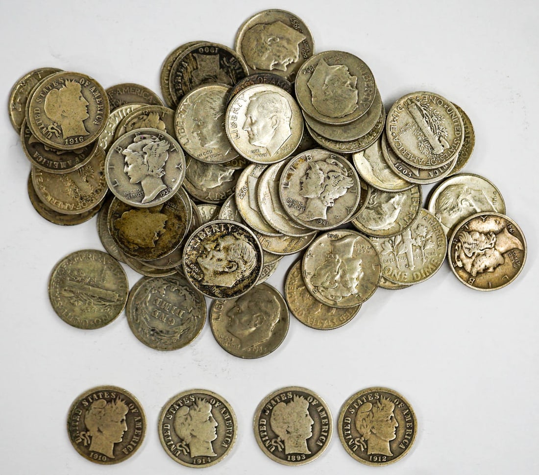 (61) Vintage U.S. Silver Dimes (1 of 2)