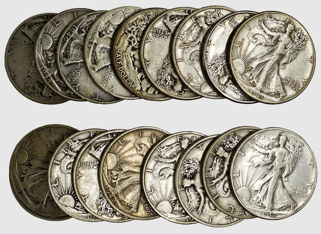 (18) U.S. Silver Walking Liberty Half Dollars (1 of 1)