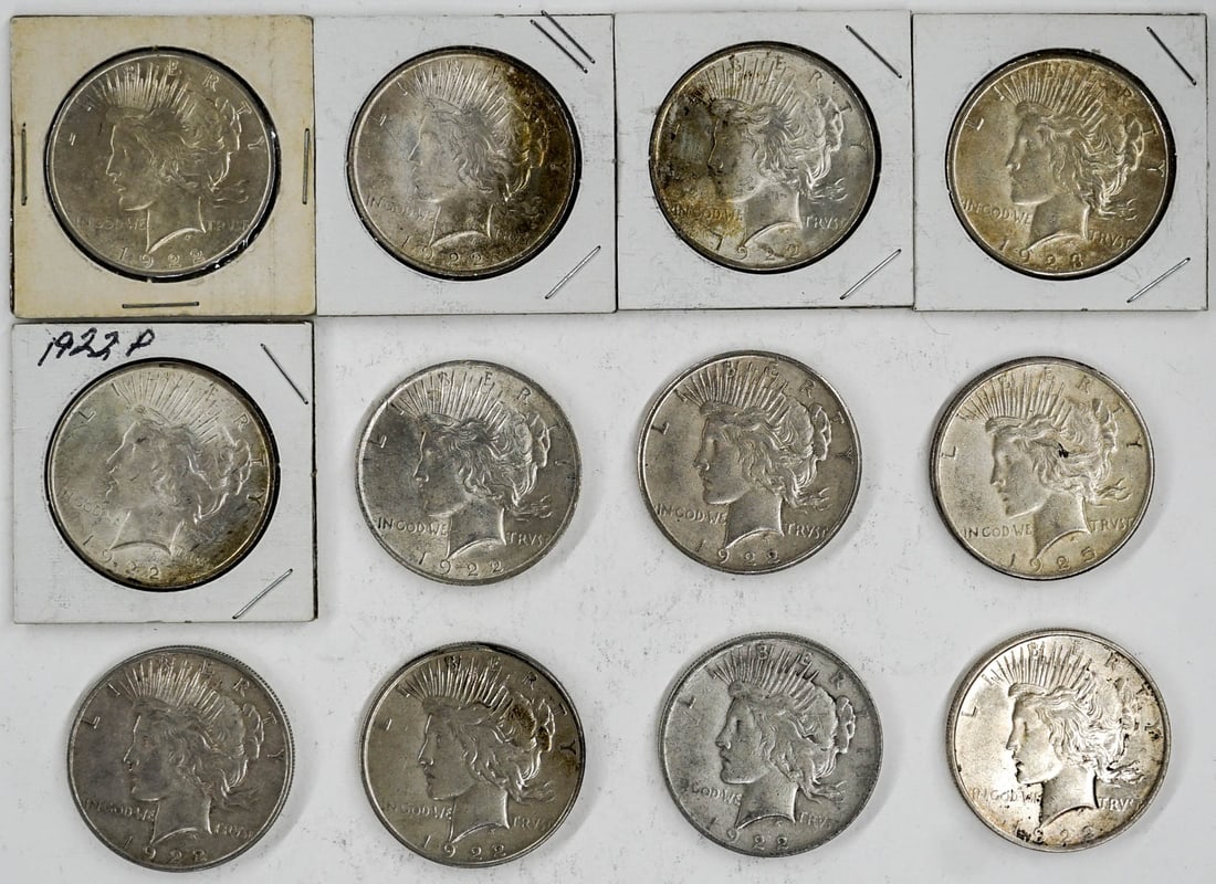 (12) U.S. Peace Silver Dollars (1 of 2)