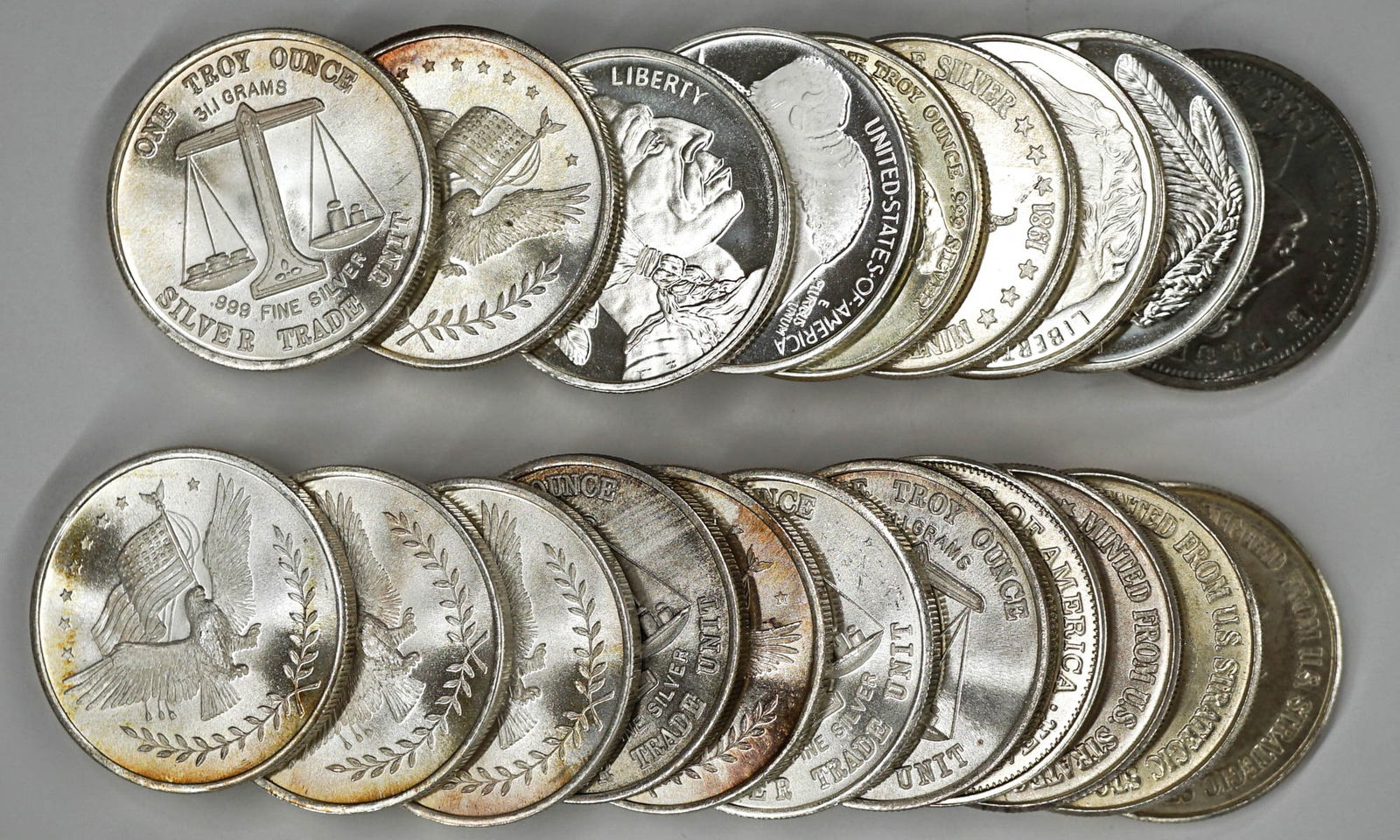 (21) Assorted One Troy Ounce .999 Rounds (1 of 1)