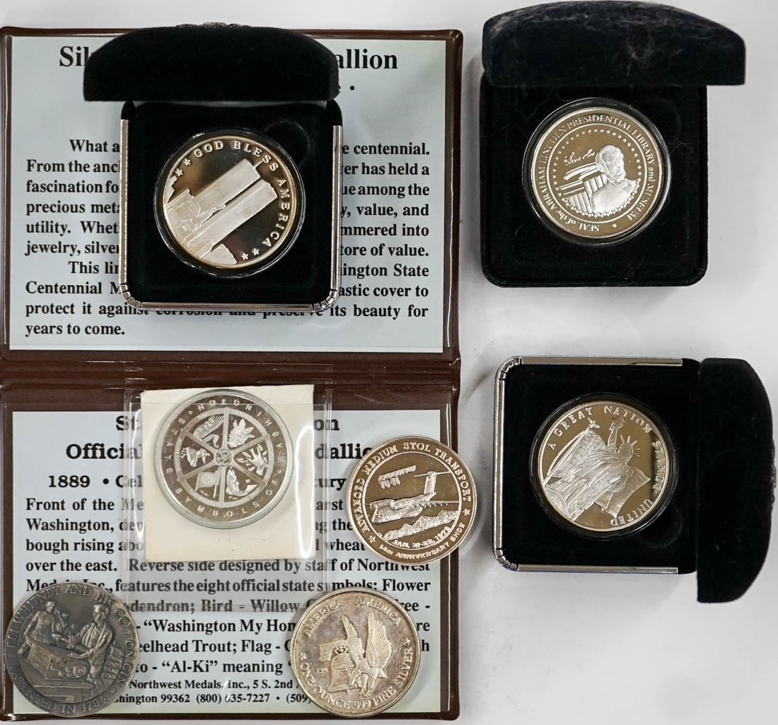 (7) .999 Pure Silver Commemorative Medals (1 of 1)