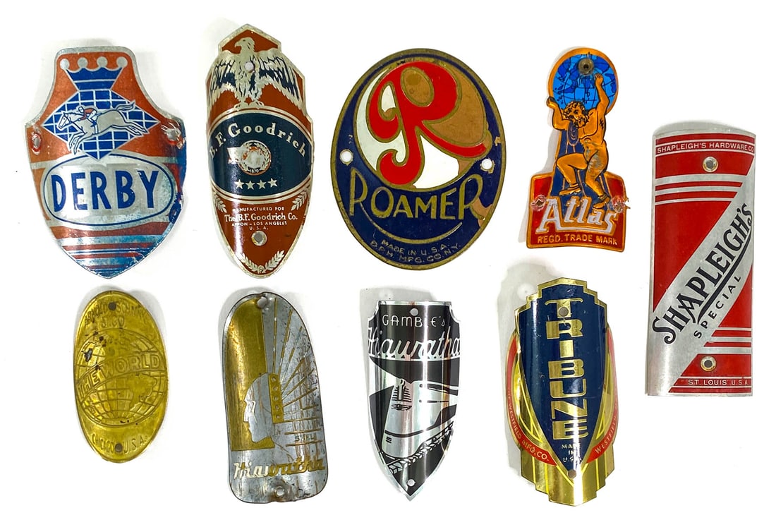 Nine Vintage Bicycle Head Badges (1 of 2)