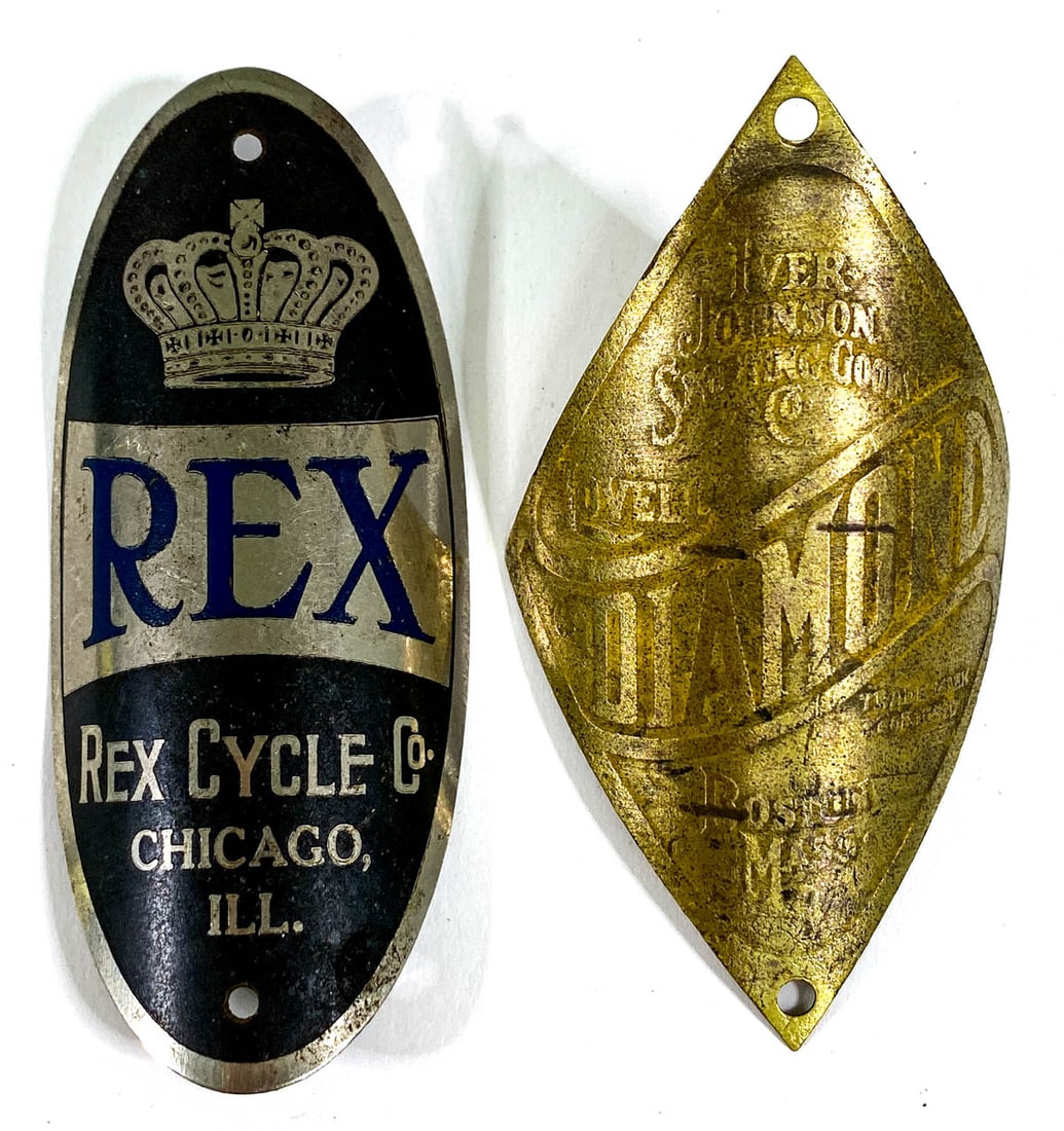 Rex, Iver Johnson Vintage Bicycle Head Badges (1 of 2)