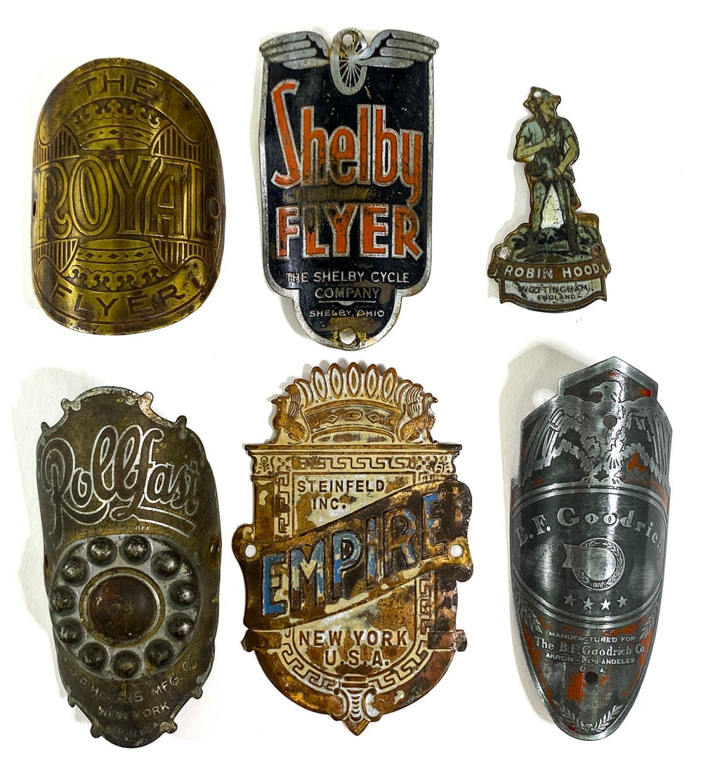 Six Vintage Bicycle Head Badges (1 of 2)