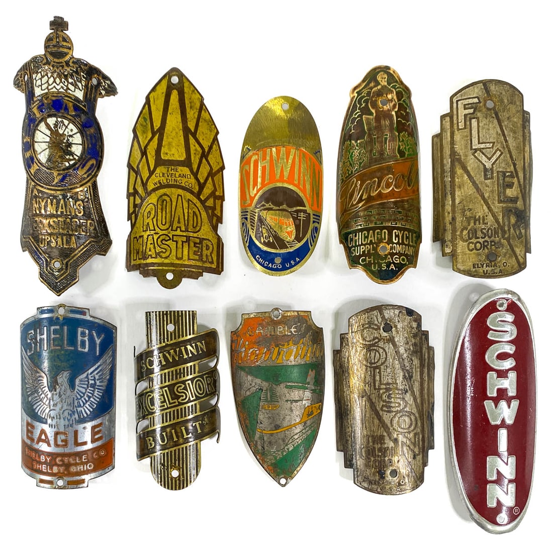 Ten Vintage Bicycle Head Badges (1 of 2)
