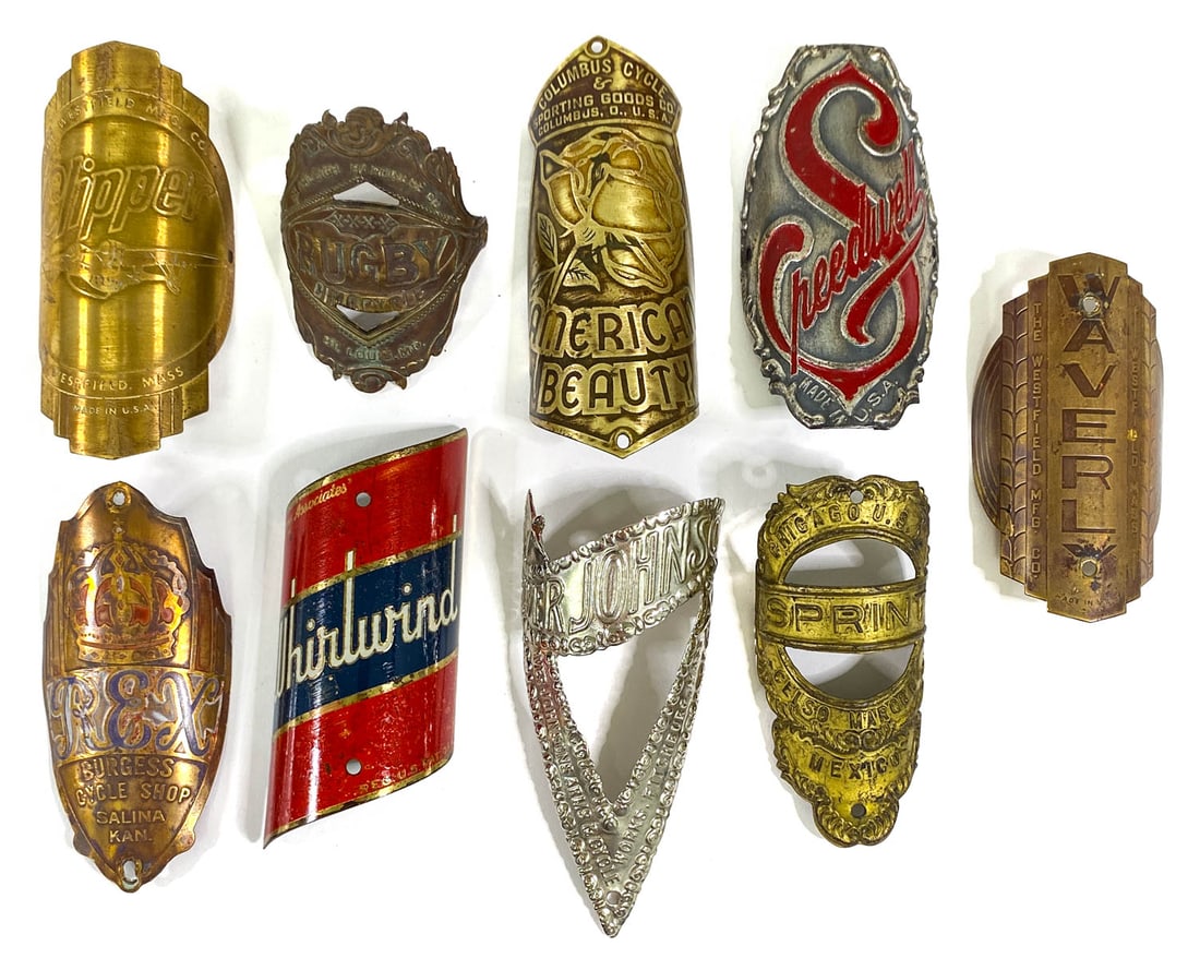 Nine Vintage Bicycle Head Badges (1 of 2)