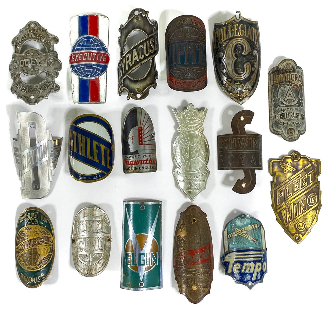 (17) Vintage Bicycle Head Badges (1 of 2)
