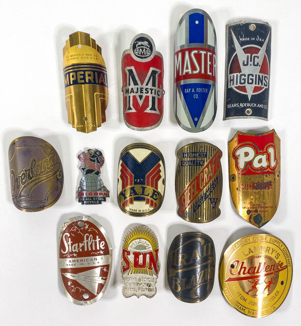 (13) Vintage Bicycle Head Badges (1 of 2)