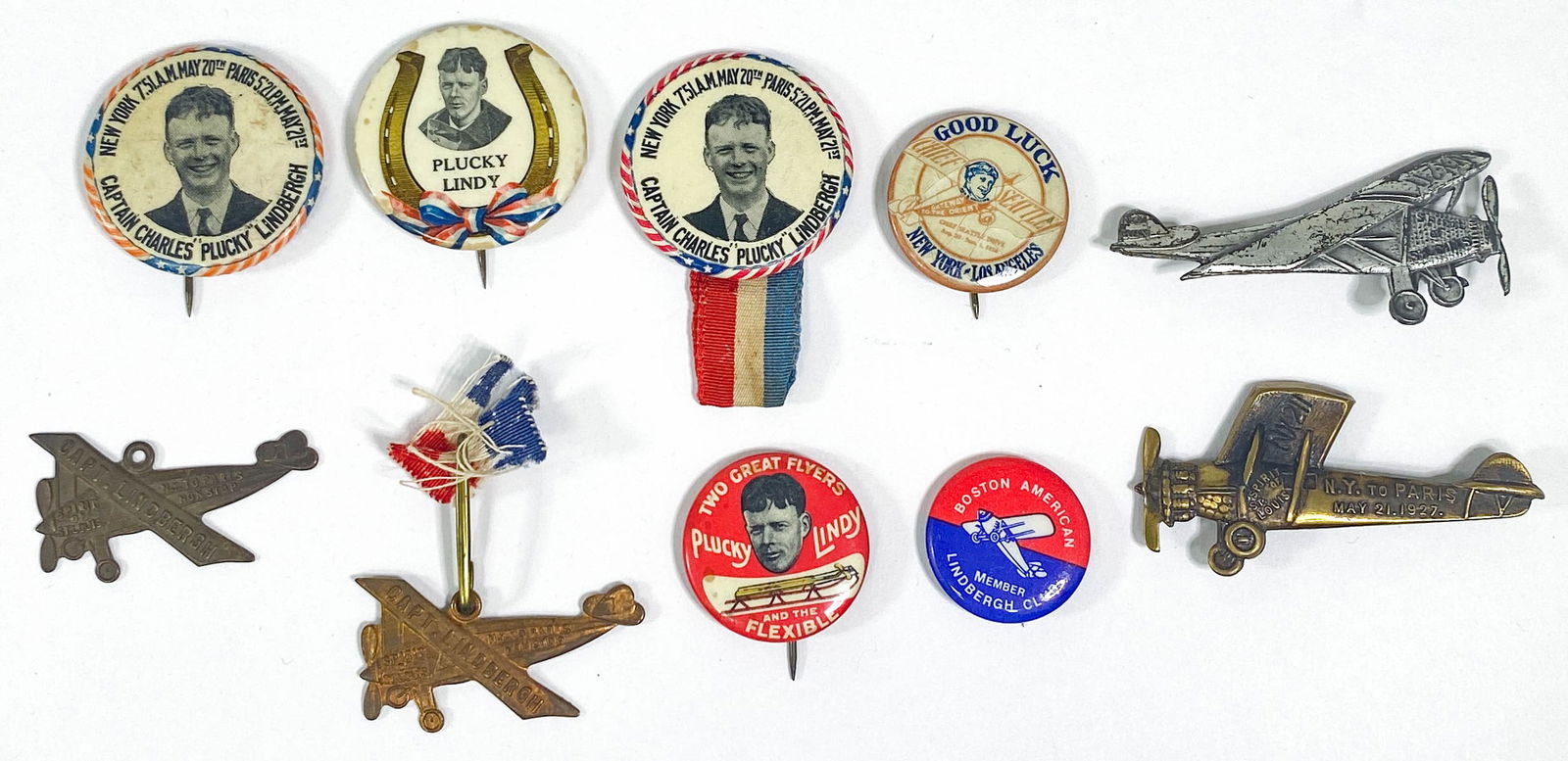 Charles Lindbergh Pinback Buttons & Pins (10 Pcs) (1 of 2)