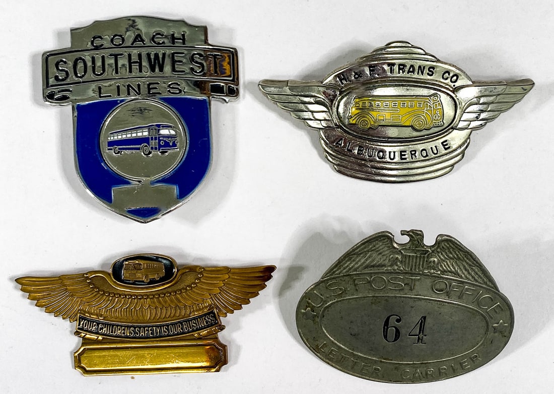 Bus Driver's, Postal Service Cap Badges (4) (1 of 2)