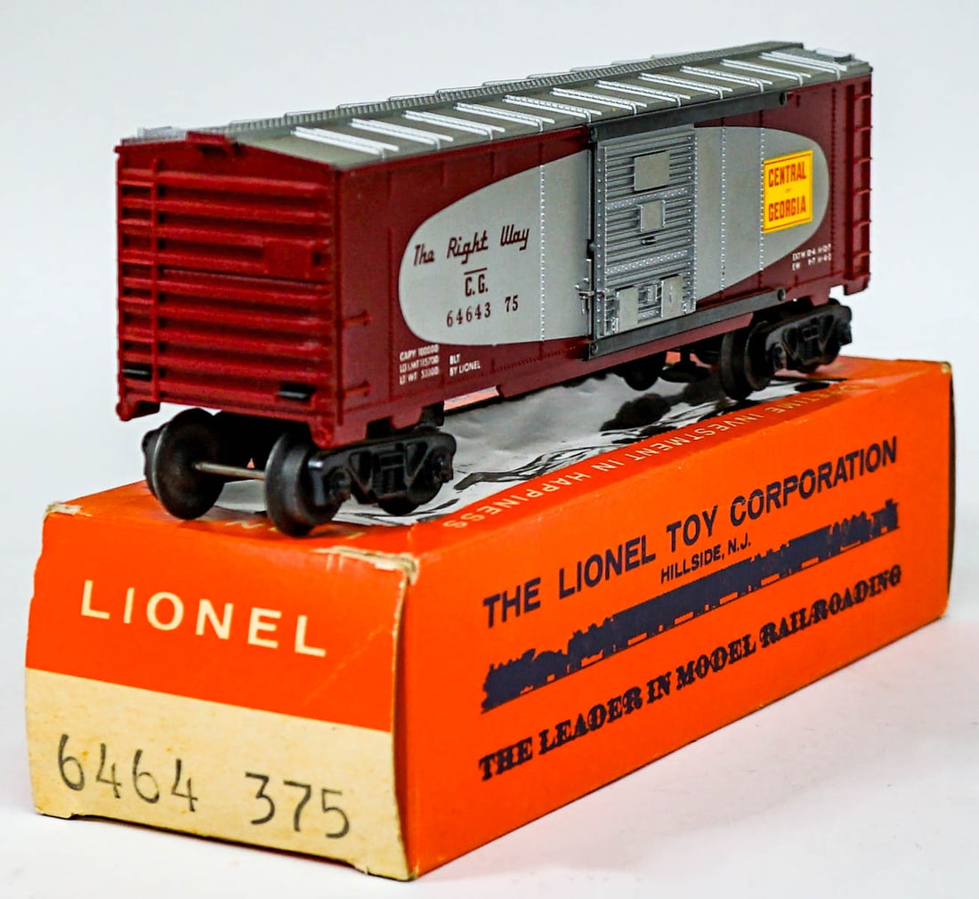 Lionel Central Georgia 6464 375 with Box: Lionel Central Georgia 6464 375 with Box. These trains are from a private collection and are untested. If lot is absent of a condition report one may be requested via email. Condition report is provid