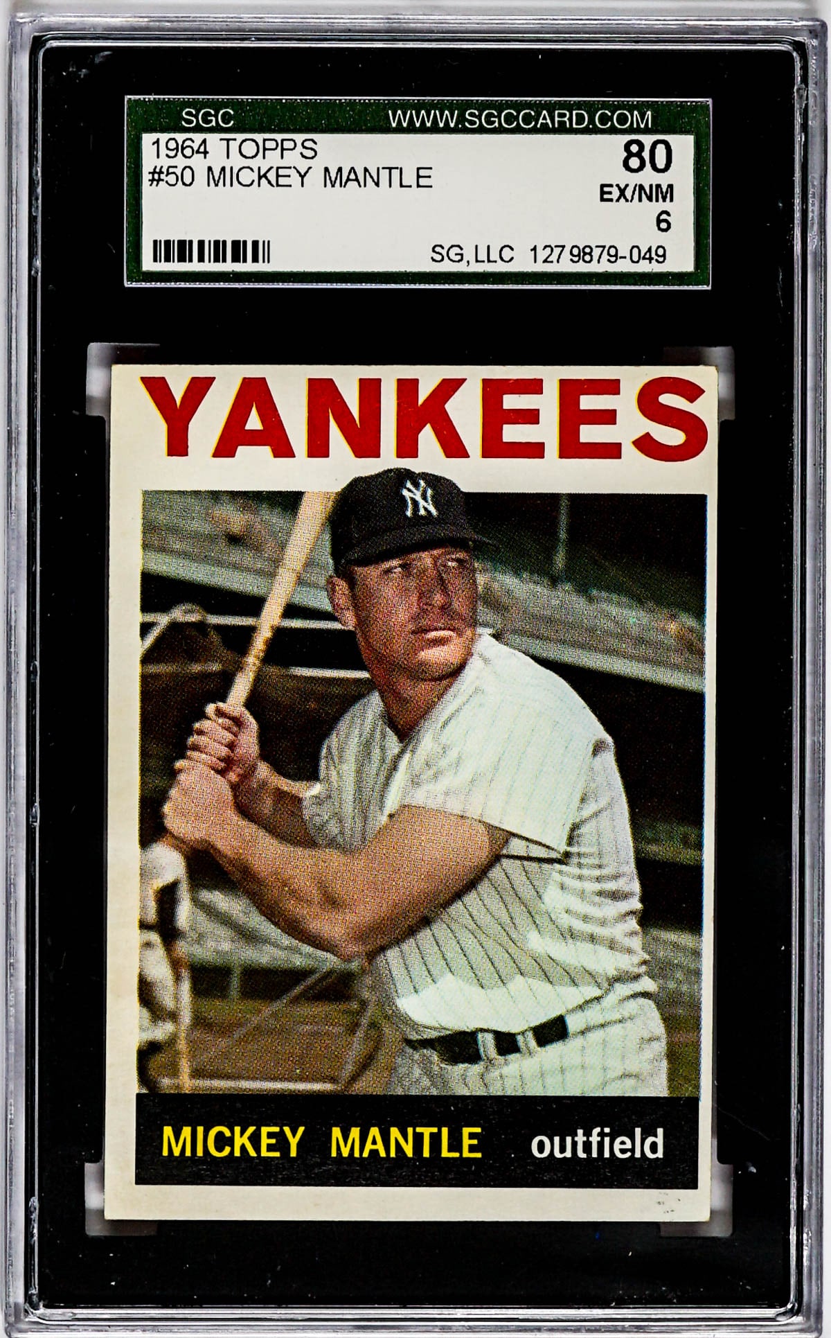 Mickey Mantle 1964 Topps #50 SGC 6 NM 80: Mickey Mantle 1964 Topps #50 SGC 6 NM 80. If lot is absent of a condition report one may be requested via email. Condition report is provided as an opinion only and is no guarantee as condition can be