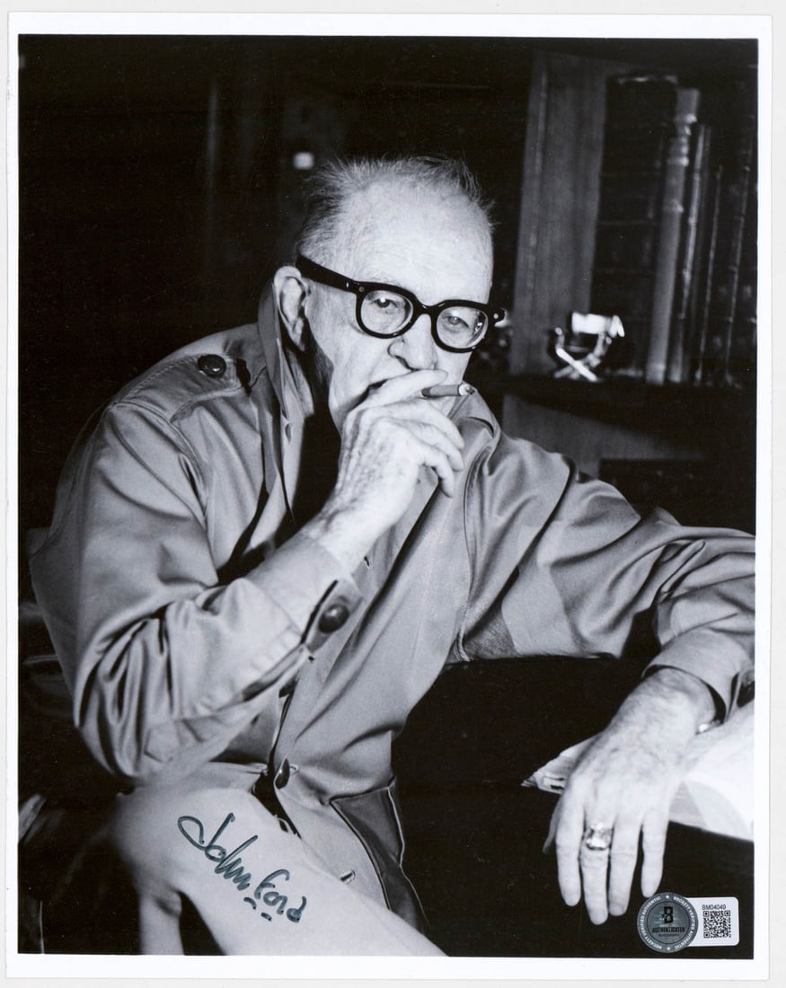 Film Director John Ford Signed 8x10 Photo BAS COA: John Ford (Oscar winning film director) signed 8x10 photo. Includes Beckett Authentication Services COA # BM04049. Provenance: Washington State private collection. Photos are unframed, loose and not g