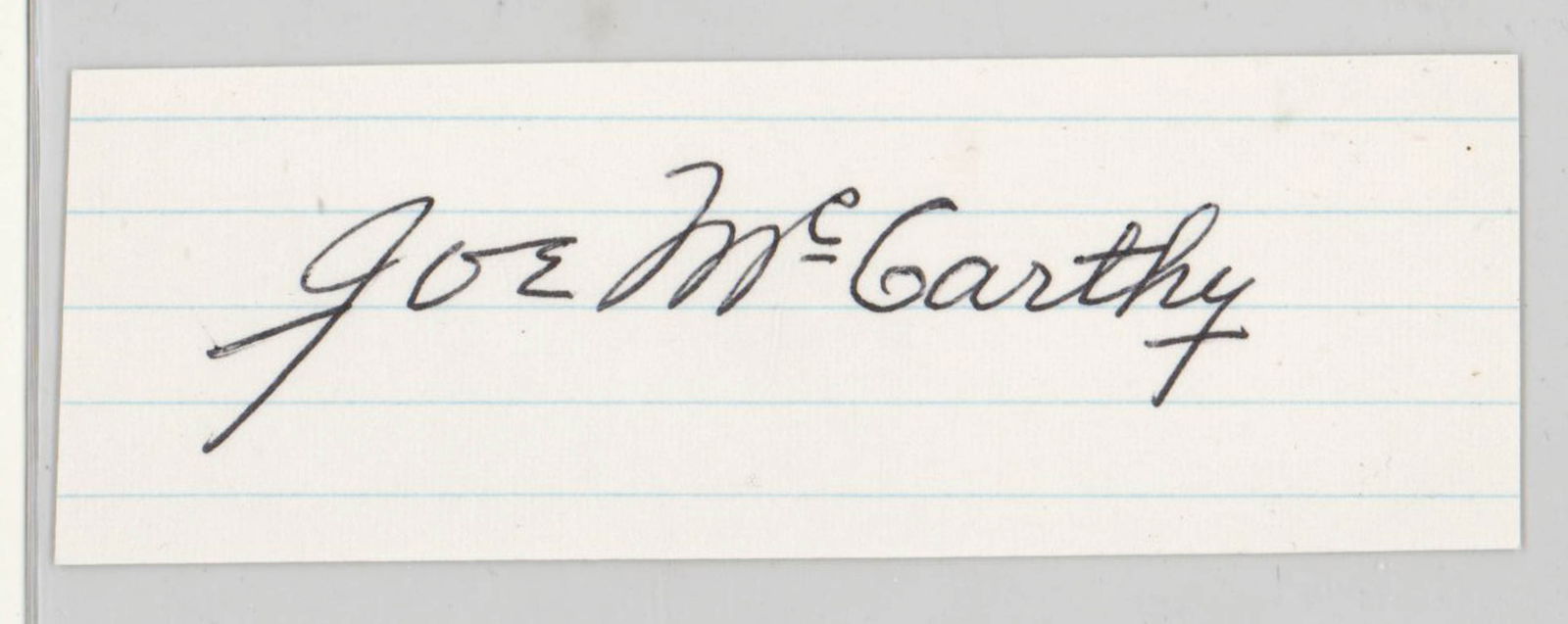 [HOF 1957] Joe McCarthy (1887-1978) Signed Cut (1 of 2)