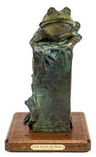 John Skurja (American) Signed, Numbered Bronze: John Skurja (American) Signed, Numbered Bronze [New Kid on the Block, #6/25, 1991] . Measures 11.5 inches height (height not including the base). Barry Eisenach (Colorado, Born 1952) Large Signed and