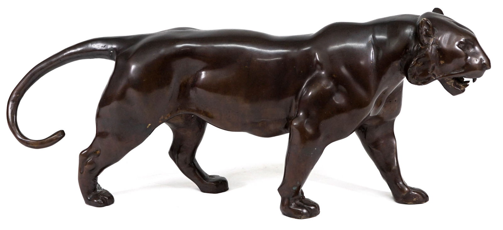 Bronzed Finish Cast Brass Unsigned Tiger (1 of 7)