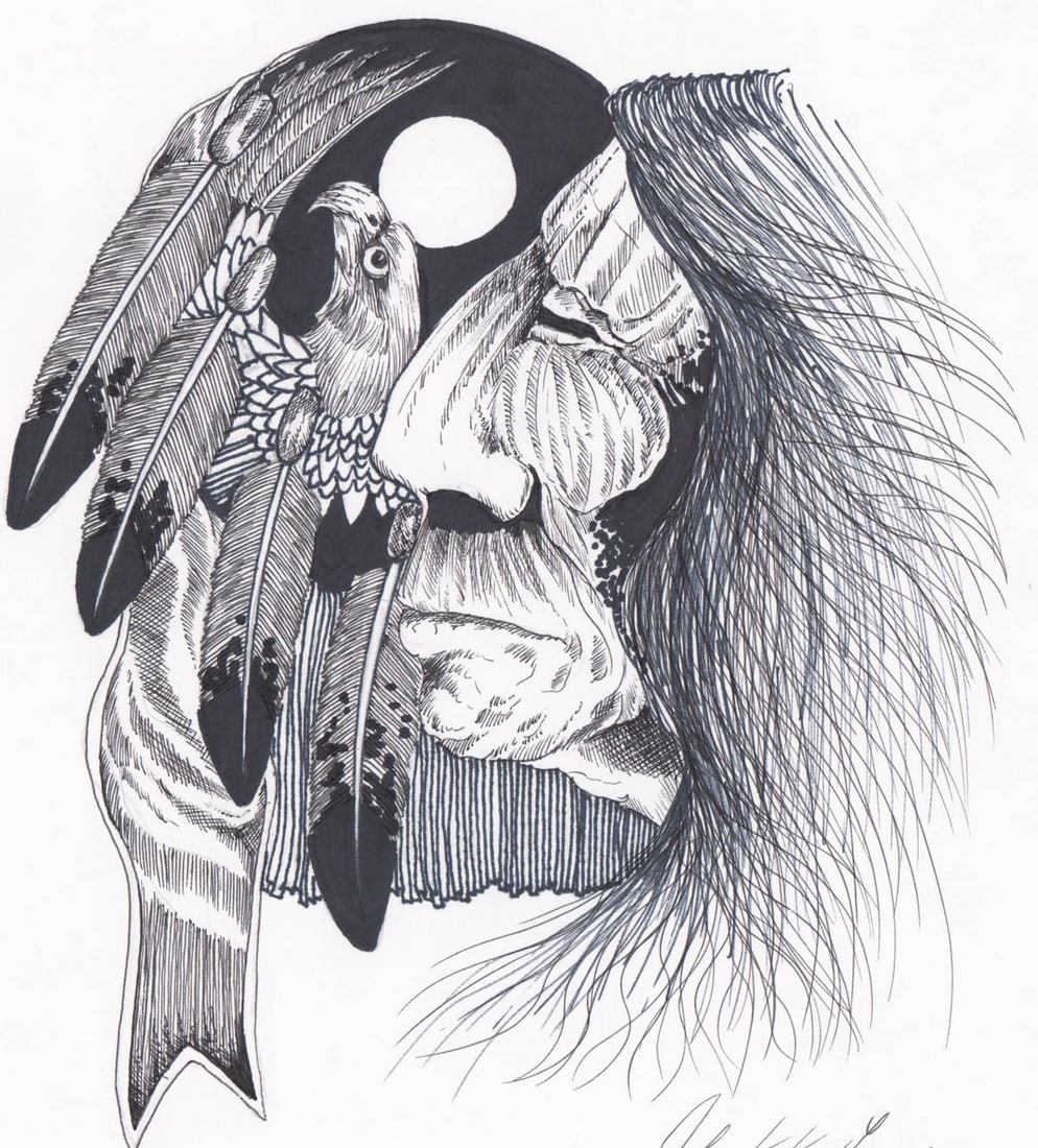 John Ka Kay Geesick Pen and Ink [Eagle] (1 of 5)