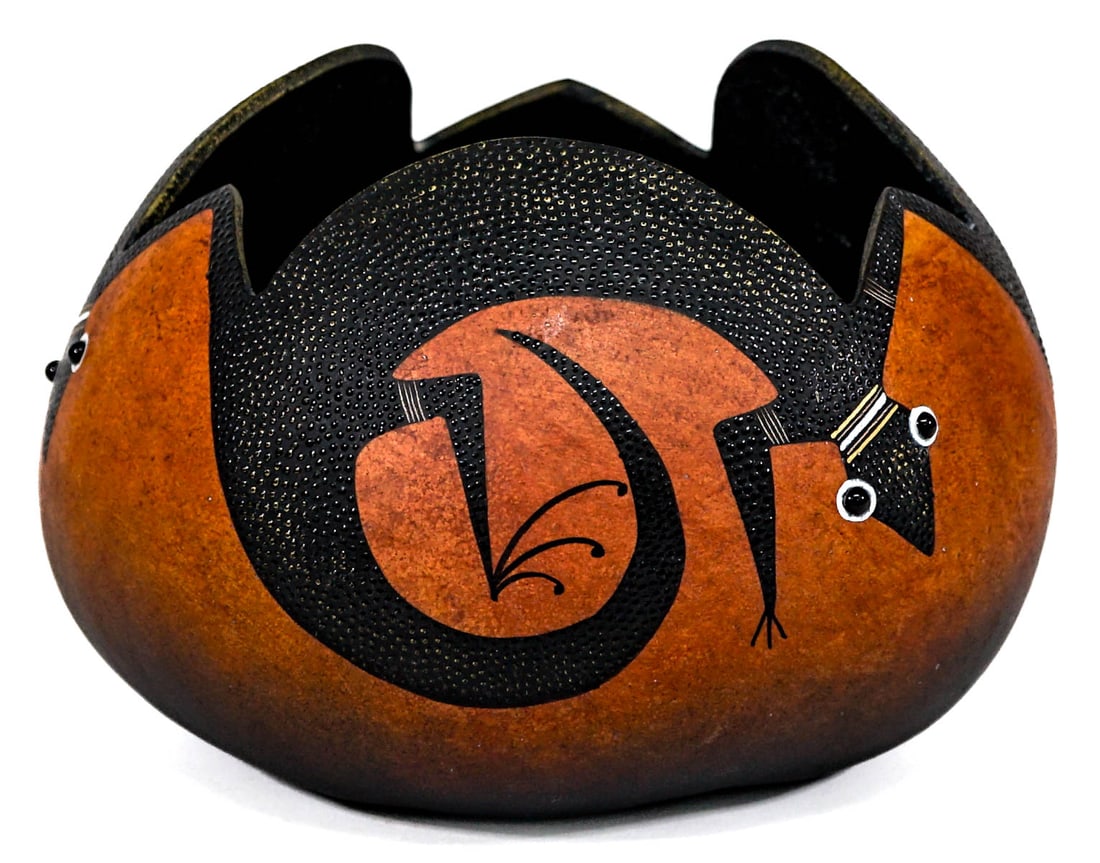 Robert Rivera Hand Painted Gourd Pot (1 of 7)