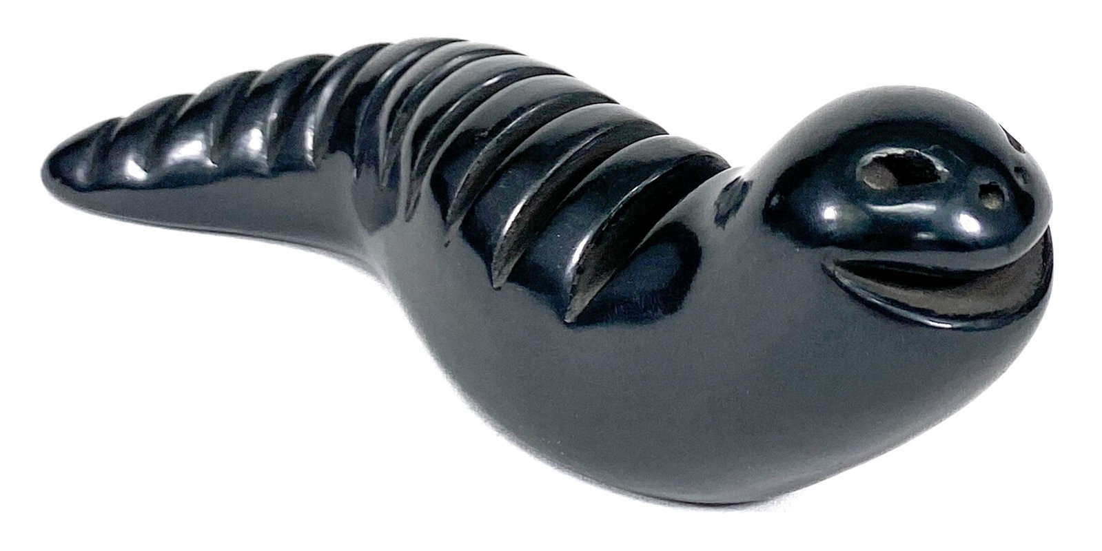 Mike & Janice Naranjo Santa Clara Pottery: Mike & Janice Naranjo Santa Clara Pottery. Measures 7.25 inches length. No damage. If lot is absent of a condition report one may be requested via email. Condition report is provided as an opinion onl