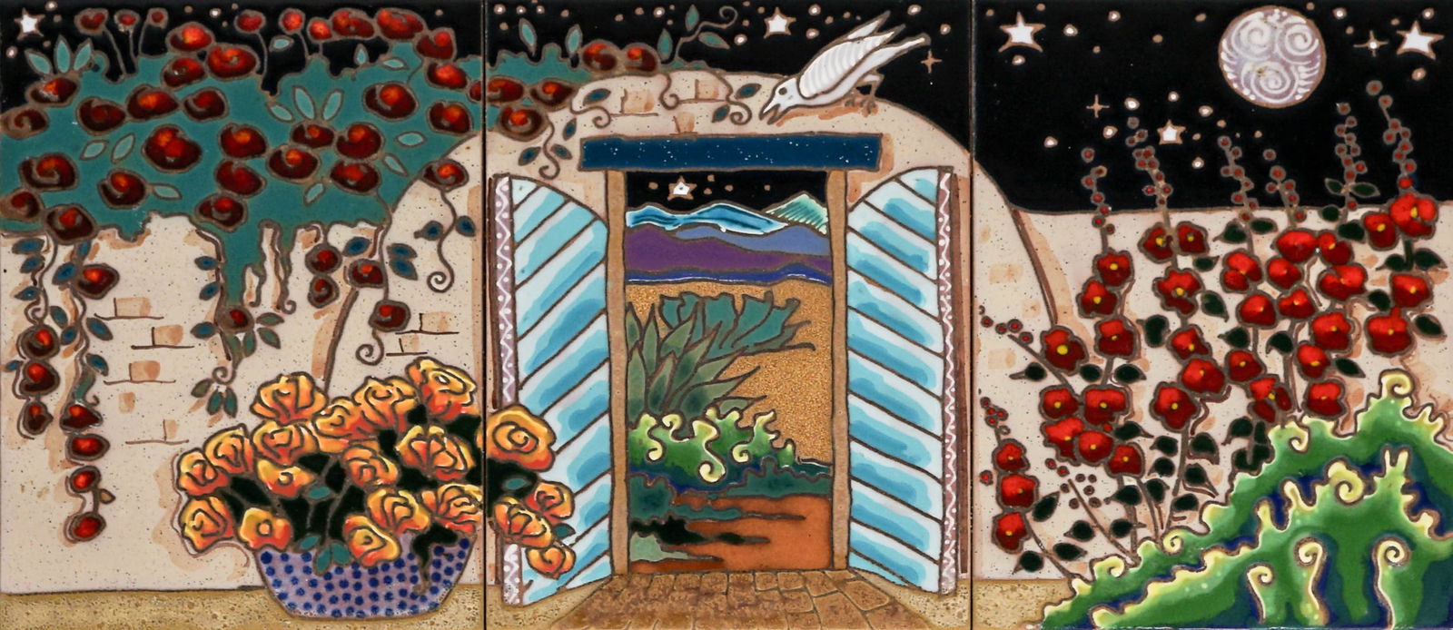 Deborah Duran-Geiger Art Tile [Floral, Bird] (1 of 5)