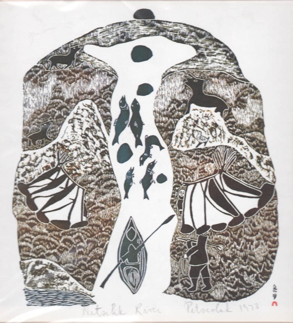 Pitseolak 'Netsilik River' Signed Print [Inuit] (1 of 4)