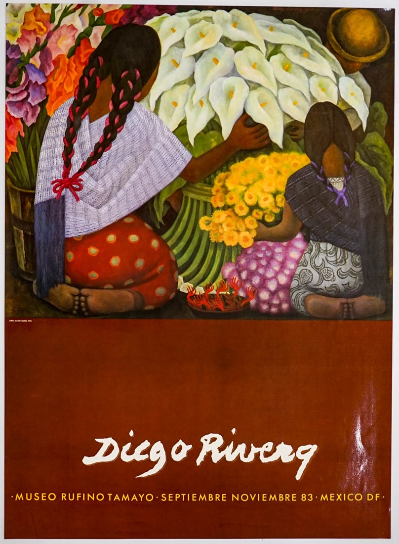 Diego Rivera Exhibition Poster (1983): Diego Rivera Exhibition Poster (1983). Measures 34.0625 x 24.8125 inches. EX/EX condition. Unframed, loose and not mounted, glued nor taped. If lot is absent of a condition report one may be requested