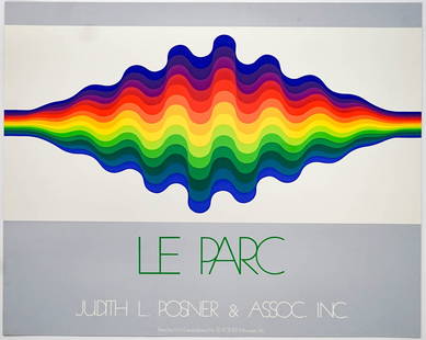 Julio Le Parc Exhibition Poster (c.1980's): Julio Le Parc Exhibition Poster (1980's). Measures 24 x 30 inches sheet size. EX+ condition. Appears to be a serigraph on thin cardstock. Unframed, loose and not mounted, glued nor taped. If lot is ab