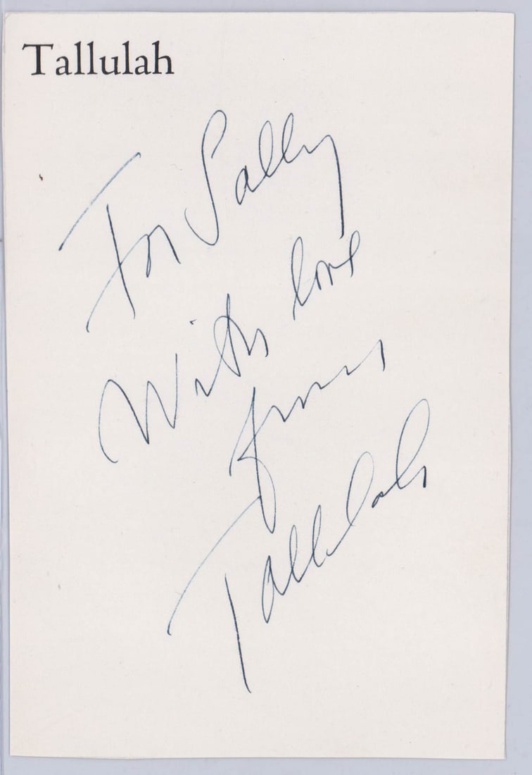 Tallulah Bankhead Index Card SIGNED BAS COA (1 of 2)