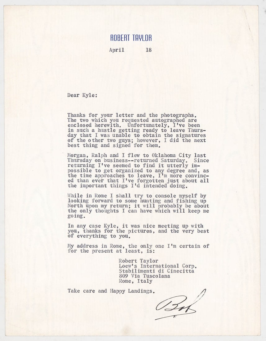 Robert Taylor Typed Letter SIGNED BAS COA (1 of 2)