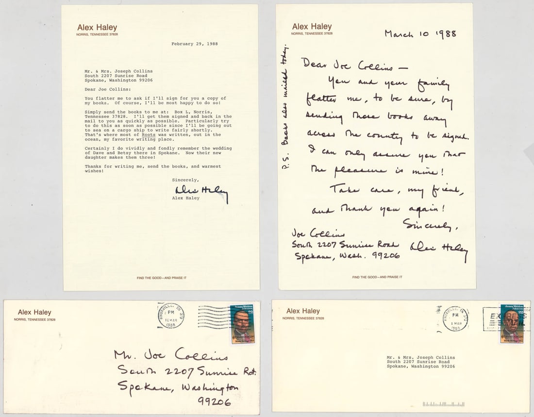 Alex Haley (2) Signed Letters (ALS) BAS COA (1 of 7)
