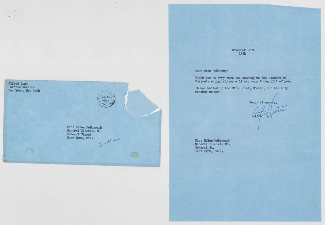 Alfred Lunt Letter Signed (ALS) BAS COA (1 of 4)