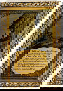 C & A Richards Orotone/Goldtone Framed Saying: C & A Richards Orotone/Goldtone Framed Saying/Motto. Measures 3.1875 x 5.125 inches sight size. Excellent condition. Appears to be printed on paper. If lot is absent of a condition report one may be