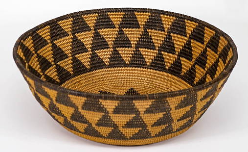 Chemehuevi, Basket Ca.1898-1913 [10.75 Inches]: Chemehuevi, Basket Ca.1898-1913. Measures 3.75 x 10.75 inches; with Los Angeles County Natural History Museum loan number written on base.. Provenance: Formerly Collection of Francis Xavier Ammann