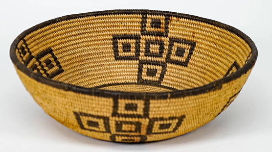Chemehuevi, Basket Ca.1898-1913 [7.25 Inches]: Chemehuevi, Basket Ca.1898-1913. Measures 2.25 x 7.25 inches; with Los Angeles County Natural History Museum loan number written on base. Provenance: Formerly Collection of Francis Xavier Ammann