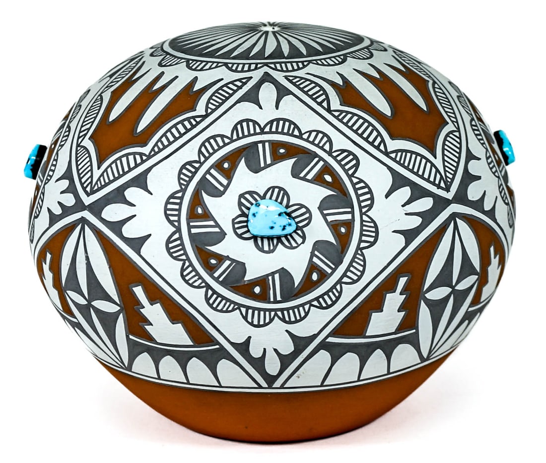 Mary Small Jemez Pueblo 5.5IN Seed Pot -Turquoise (1 of 7)