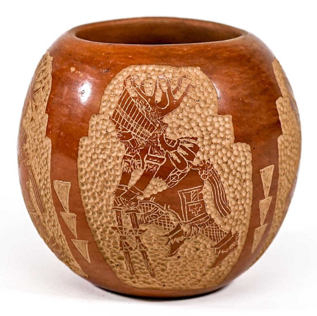 Matthew Tafoya Pueblo 2.75IN Etched Pot (1 of 7)